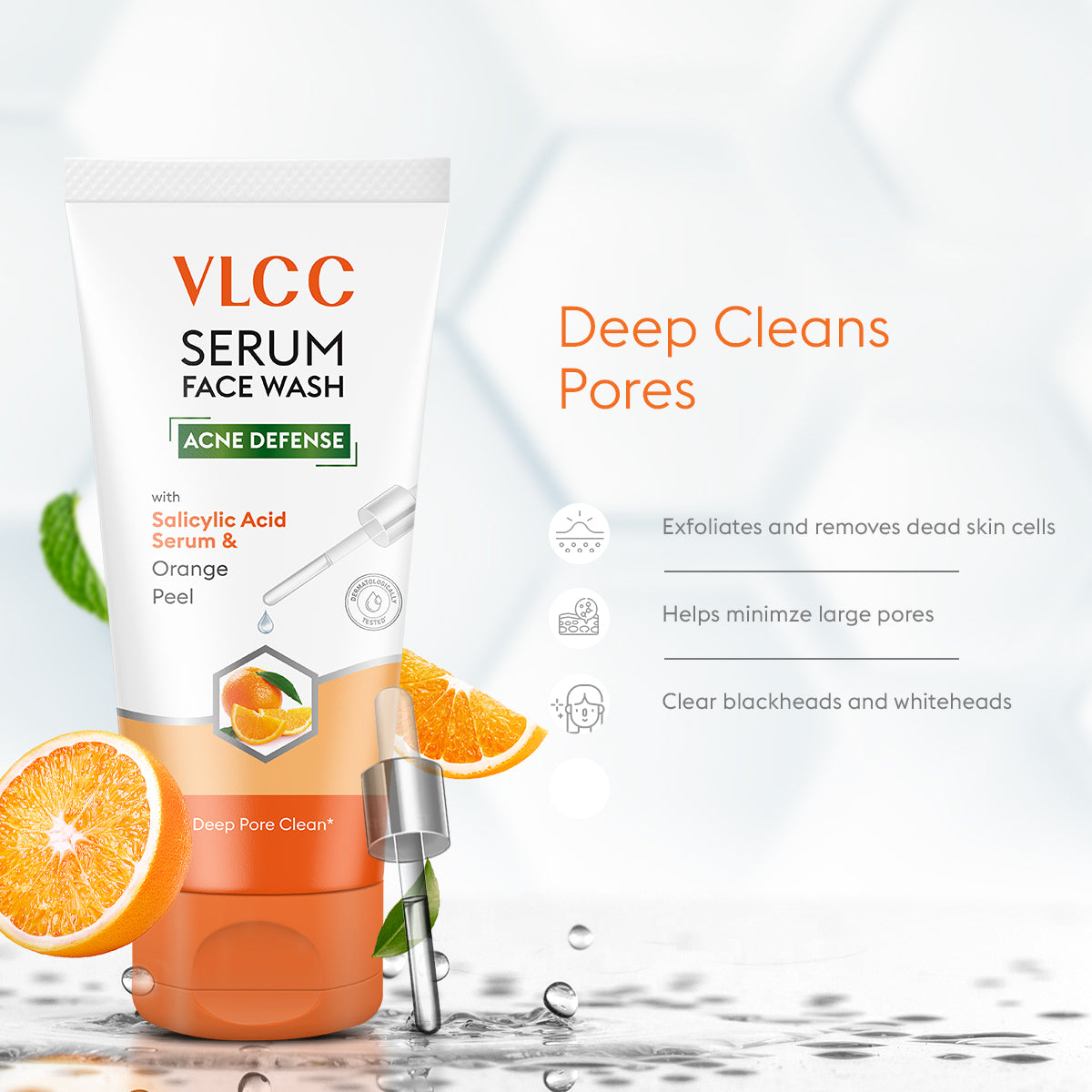 Acne Defense Serum Face Wash with Salicylic Acid Serum & Orange Peel - 150ml